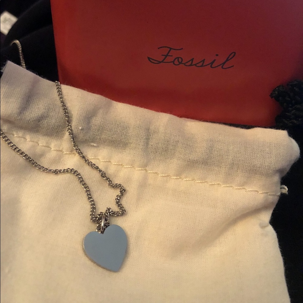 Fossil Silver Heart Necklace